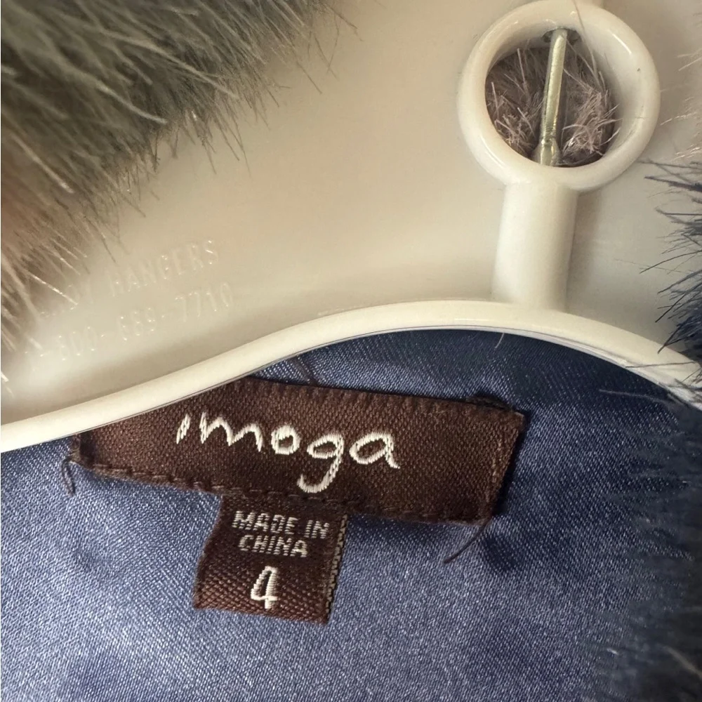 Imoga Faux Fur Coat Girls Size 4 Chevron Belted Jacket HTF Boutique